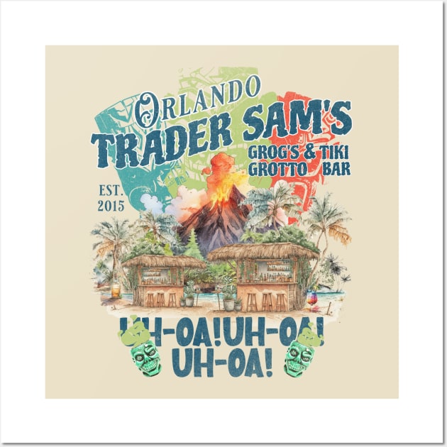 Trader Sam's Grogs Grotto and Tiki Bar Orlando Distressed Look Wall Art by Joaddo